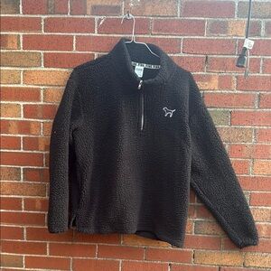 PINK Victoria's Secret Black Sherpa Zip-Up Sweater